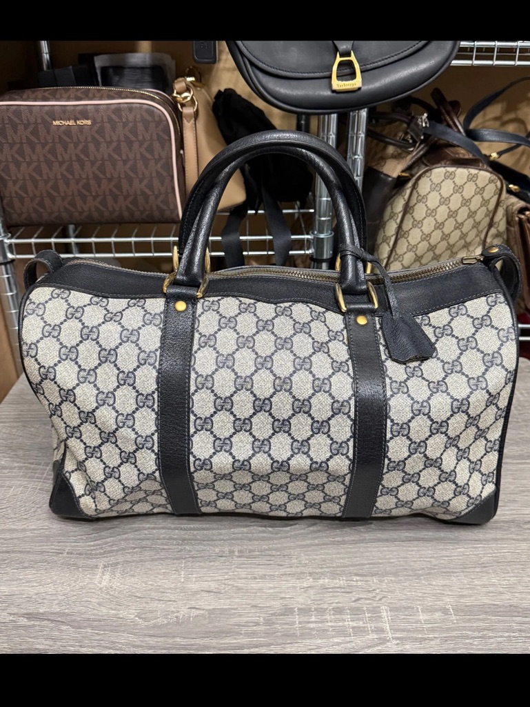 Gucci Navy Travel Duffle Bag W/ Coa